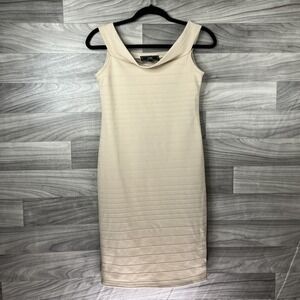 Vibe Sportswear Womens Slip Dress Body Con Medium Beige Cream‎ Colored Ruffled
